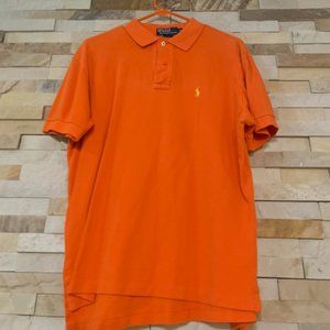 Polo by Ralph Lauren Orange Performance Fit Polo with Yellow Logo, SZ Medium